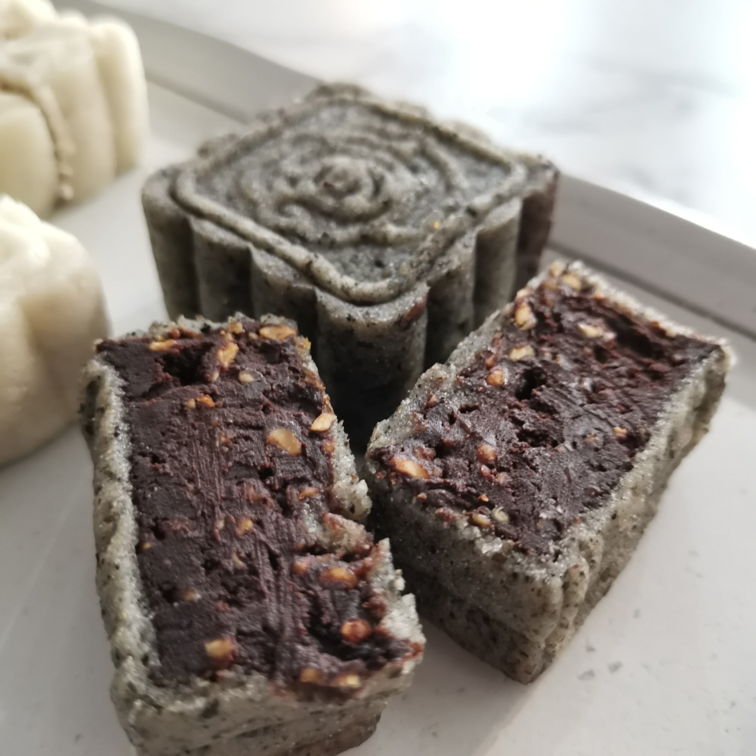 Black Sesame Snow Skin Mooncake with Chocolate