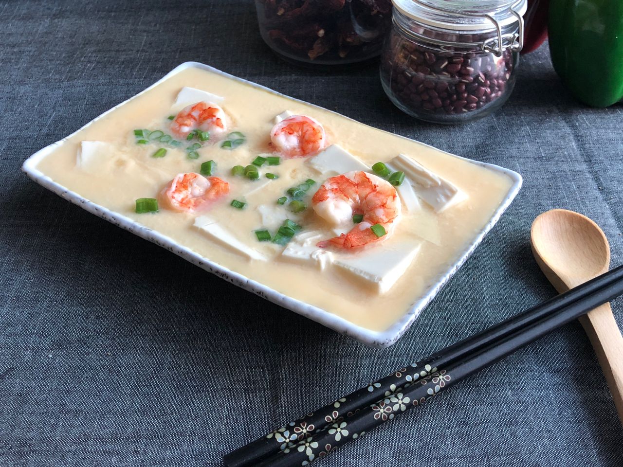 Steamed Egg Custard with Shrimps & Tofu