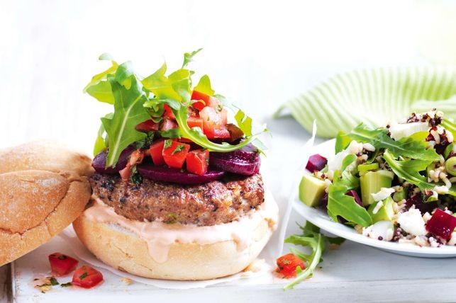 Lamb Burger With Quinoa And Beetroot Salad