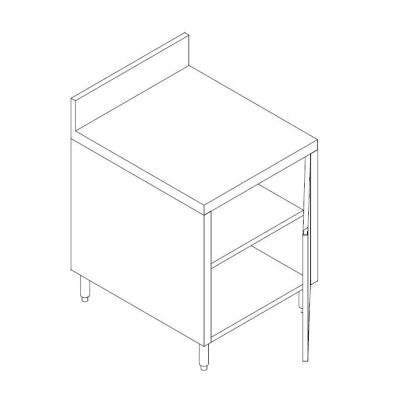 SS WORK CABINET C/W INTERMEDIATE SHELF &amp; SWING DOOR