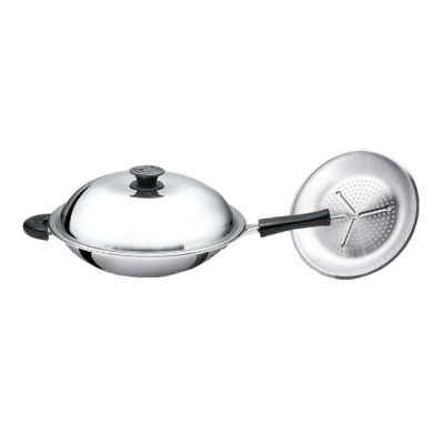 BUFFALO 35cm Stainless Steel Round Bottom Wok BY02