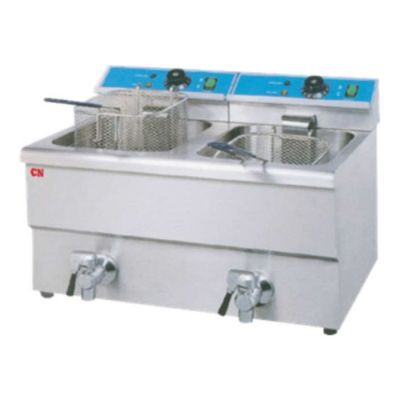 CN Counter Top Electric Fryer - Double Tank C/W Tap CN-EF8L2-T