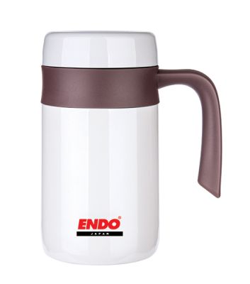 ENDO 400ml Double S/Steel Desk Mug With Fine Porcelain Interior CX+1009