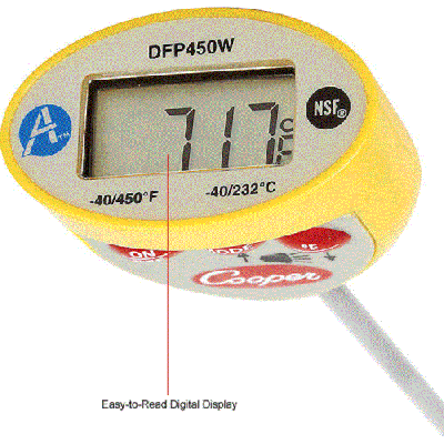 Cooper Atkins DPP800W Pocket Test Thermometer, Digital, Large LCD, 4  Sensor