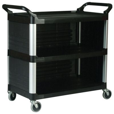 RUBBERMAID X-Tra Utility Cart with 3-Sided Panels FG409300BLA