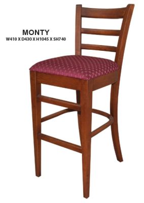 Monty Bar Stool | Cushion Seat | Wooden Frame