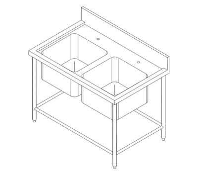Custom Stainless Steel Double Bowl Sink Table