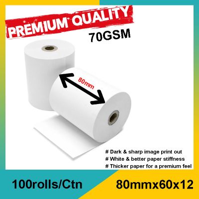 RESTAURANT THERMAL PAPER ROLL 80x60x12 For CASH REGISTER OR POINT OF SALE (100roll/ctn)