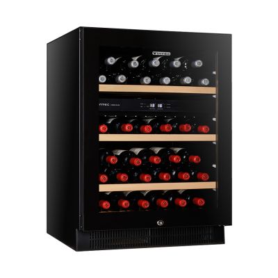 VINTEC NOIR &quot;Black Glass&quot; Borderless Dual Temperature Zone 40 bottles Wine Cellar V40SG2EBK (VWD050SBA-X)