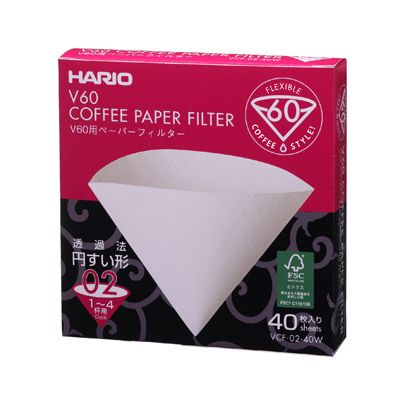 HARIO V60 Paper Filter 02 W 40 Sheets (White) VCF-02-40W