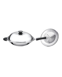 BUFFALO 35cm Stainless Steel Round Bottom Wok BY02