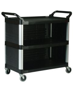 RUBBERMAID X-Tra Utility Cart with 3-Sided Panels FG409300BLA