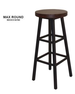 Max Round Bar Stool | Wooden Seat | Steel Frame 