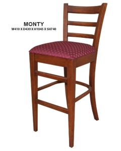 Monty Bar Stool | Cushion Seat | Wooden Frame