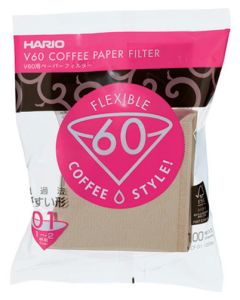 Hario V60 Paper Filter 01 W 100 sheets (unbleached) VCF-01-100M