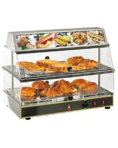 ROLLER GRILL Two levels Display Warmer with Humidity Control & Top Illuminated Display WDL-200 INOX