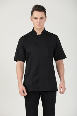 GREENCHEF Peppermint Black Chef Jacket (Short Sleeve, Dry Fit) CBS8058PC