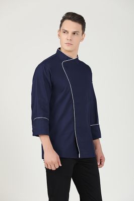 GREENCHEF Sage Navy Blue Chef Jacket (Long Sleeve) CNBL8059PC