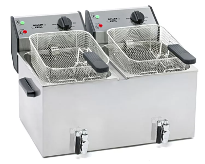 ROLLER GRILL Electric Counter Top Twin Tank Fryer With Tap FD-80DR