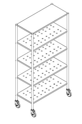 Stainless Steel 5 Tier Perforated Rack with Wheels