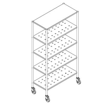 Stainless Steel 5 Tier Perforated Rack with Wheels