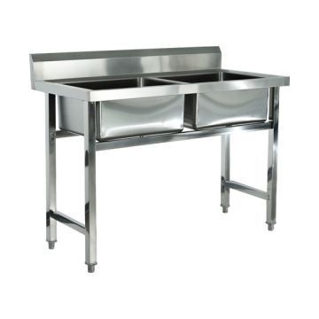 STRONG TRADING SS DOUBLE BOWL SINK 1200MM (1200 X 600 X 850+100) ST-2BS-1200-6D