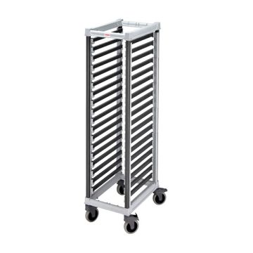 CAMBRO CAMSHELVING GN 1/1 FULL-SIZE 18-PAN TROLLEY RACK W. CASTERS UGNPR11F18480