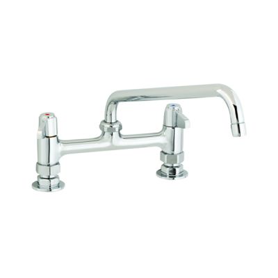 T&amp;S Equip 8&quot; Deck Mount Faucet Lever Handles 10&quot; Swing Nozzle &amp; 1/2&quot; NPT Supply Nipple Kit 5F-8DLS10