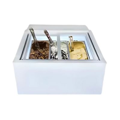 CN UNITED Table Top Ice Cream (White) Showcase, 3*1/3 GN PAN -Sliding Door CN-TICS-W/S.3P