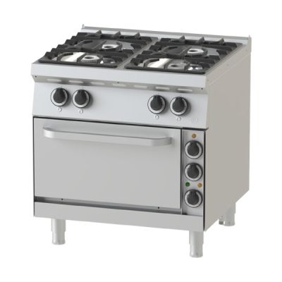 NAYATI Gas - Open Burner with Electric Oven 2/1 GN, 4 Burners NGR 8-75 EOV (ME)