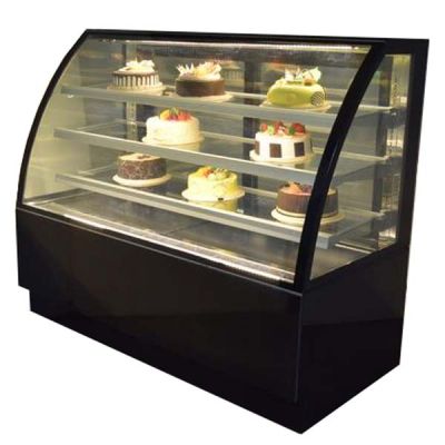 SOLID COOL 6&#039; CAKE SHOWCASE CURVE (3 TIER) - BLACK MARBLE (1800 x 700 x 1300 MM) SC1800-CR3BK