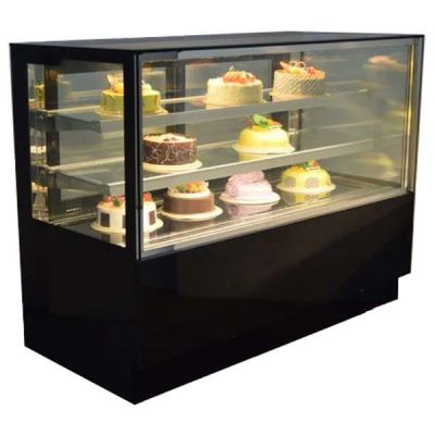 SOLID COOL 6&#039; CAKE SHOWCASE SQUARE (2 TIER) - BLACK MARBLE (1800 x 700 x 1200 MM) SC1800-SR2BK