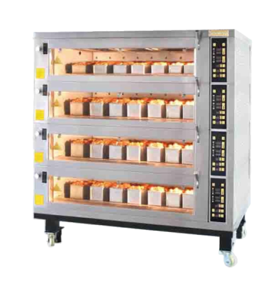 SINMAG Electric Deck Oven- SE Series (4 decks 4 trays) with Steam Device and Stone Base SE-944F
