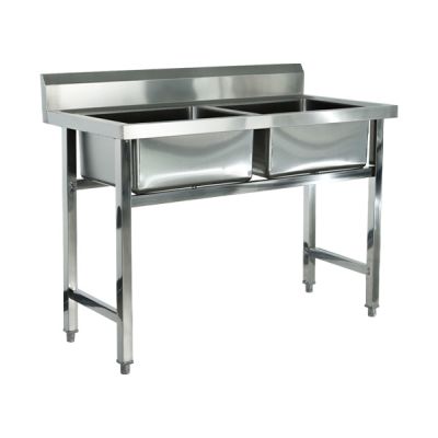 STRONG TRADING SS DOUBLE BOWL SINK 1200MM (1200 X 600 X 850+100) ST-2BS-1200-6D