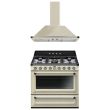 SMEG Victoria cooker with Wall Mounted Decorative Hood - Cream COO-VIC-90-P