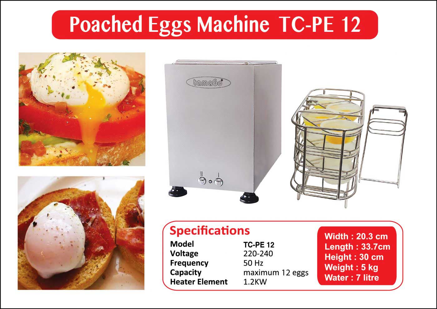 Tamago POACHED Egg Processing Machine (12 Eggs) TCPE12 Kitchen